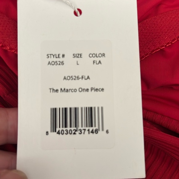 Andie Marco Rib One Piece swimsuit Flame Red size Large NWT - Picture 4 of 7